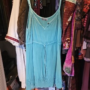 EARTHBOUND Teal Sleeveless Mini Dress